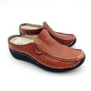 Wolky Vintage Roll Slide Women's Shoes Size EU 37 US 6-6.5 Cognac Leather Boho